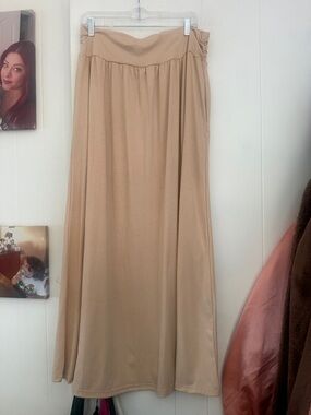 Neutral Beige Maxi Skirt with Flowing Silhouette